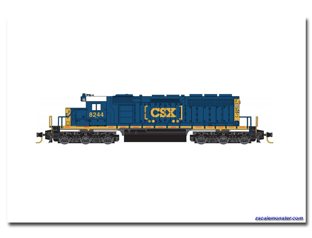 Micro-Trains MTL Z-Scale EMD SD40-2 Locomotive CSX Transportation Boxcar #8250