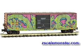 Z Scale MICRO-TRAINS 510 45 013 RAILBOX 50' Box Car w/ JOKE Day Graffiti 