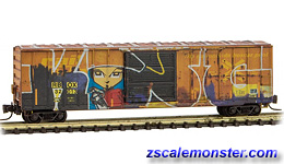 Z Scale MICRO-TRAINS LINE 510 44 017 RAILBOX 50' Rib Side Box Car w/ Graffiti 